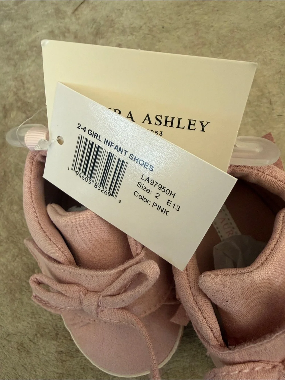 Laura Ashley Pink Canvas Bow Baby Walker Shoes